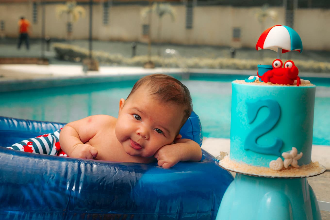 Private baby swimming lesson at a home pool in London